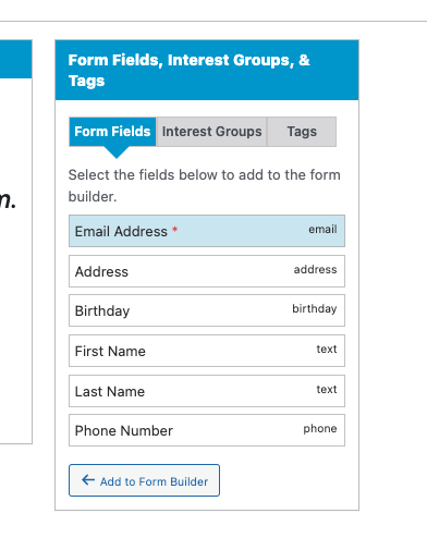 Add Email Address to form