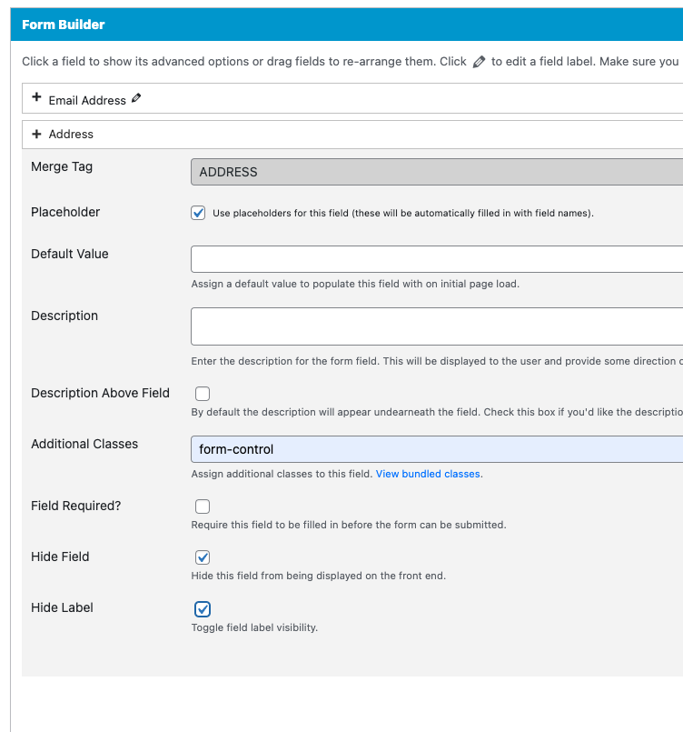 Form Builder Address Field